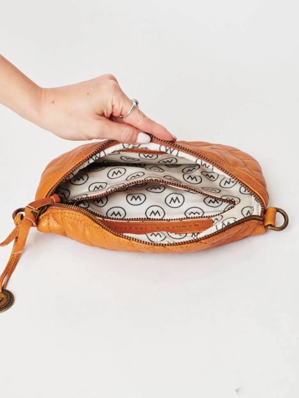 Wanderers Quilted Crossbody in Tan - Picture 3 of 10